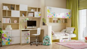 Детская комната Флёр (Белый/корпус Клен) в Стрежевом - strezhevoj.katalogmebeli.com | фото
