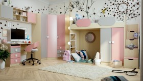 Детская комната Грэйси (Розовый/Серый/корпус Клен) в Стрежевом - strezhevoj.katalogmebeli.com | фото