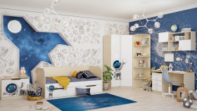 Детская комната Санни (Белый/корпус Клен) в Стрежевом - strezhevoj.katalogmebeli.com | фото 2