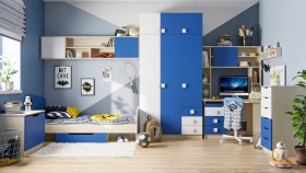 Детская комната Скай (Синий/Белый/корпус Клен) в Стрежевом - strezhevoj.katalogmebeli.com | фото