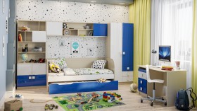 Детская комната Скай Люкс (Синий/Белый/корпус Клен) в Стрежевом - strezhevoj.katalogmebeli.com | фото