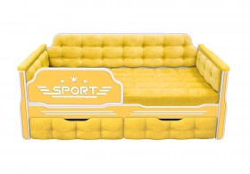 Кровать 160 серии Спорт 2 ящика 74 Жёлтый (мягкие боковые накладки) в Стрежевом - strezhevoj.katalogmebeli.com | фото