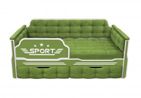 Кровать 160 серии Спорт 2 ящика 76 Зелёный (мягкие боковые накладки) в Стрежевом - strezhevoj.katalogmebeli.com | фото