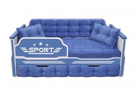 Кровать 160 серии Спорт 2 ящика 85 Синий (подушки) в Стрежевом - strezhevoj.katalogmebeli.com | фото
