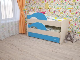 Кровать детская Радуга 1600 Млечный дуб/Голубой в Стрежевом - strezhevoj.katalogmebeli.com | фото