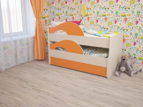 Кровать детская Радуга 1600 Млечный дуб/Оранжевый в Стрежевом - strezhevoj.katalogmebeli.com | фото 1