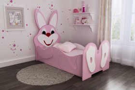 Кровать детская Зайка 1.6 Розовый/Белый в Стрежевом - strezhevoj.katalogmebeli.com | фото