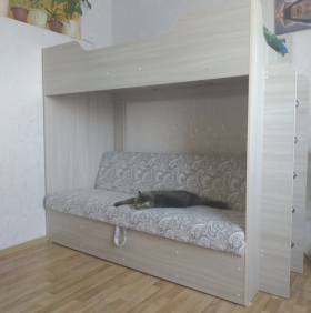Кровать двухъярусная с диваном (Беленый дуб) в Стрежевом - strezhevoj.katalogmebeli.com | фото 1