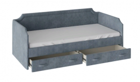 Кровать с мягкой обивкой и ящиками «Кантри» Тип 1 (900) (Замша синяя) в Стрежевом - strezhevoj.katalogmebeli.com | фото 2