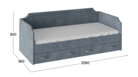 Кровать с мягкой обивкой и ящиками «Кантри» Тип 1 (900) (Замша синяя) в Стрежевом - strezhevoj.katalogmebeli.com | фото 3