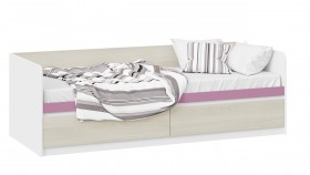 Кровать «Сканди» с 2 ящиками Дуб Гарден/Белый/Лиловый в Стрежевом - strezhevoj.katalogmebeli.com | фото