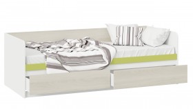 Кровать «Сканди» с 2 ящиками Дуб Гарден/Белый/Зеленый в Стрежевом - strezhevoj.katalogmebeli.com | фото 2
