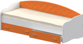 Кровать Софа-7 с мягкой спинкой (800х1900) Белый/Оранжевый в Стрежевом - strezhevoj.katalogmebeli.com | фото