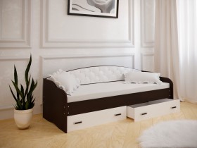 Кровать Софа-7 с мягкой спинкой (800х1900) Венге/ Белый в Стрежевом - strezhevoj.katalogmebeli.com | фото