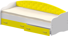 Кровать Софа-8 с мягкой спинкой (900х1900) Белый/Желтый в Стрежевом - strezhevoj.katalogmebeli.com | фото