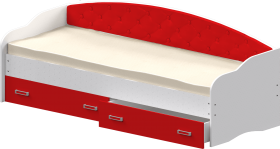 Кровать Софа-8 с мягкой спинкой (900х1900) Белый/Красный в Стрежевом - strezhevoj.katalogmebeli.com | фото