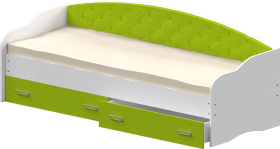 Кровать Софа-8 с мягкой спинкой (900х1900) Белый/Лайм в Стрежевом - strezhevoj.katalogmebeli.com | фото