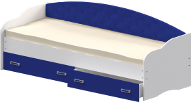 Кровать Софа-8 с мягкой спинкой (900х1900) Белый/Синий в Стрежевом - strezhevoj.katalogmebeli.com | фото