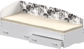 Кровать Софа-9 с мягкой спинкой с рисунком Милана (900х1900) Белый в Стрежевом - strezhevoj.katalogmebeli.com | фото