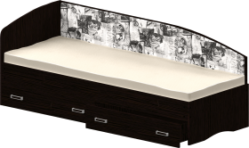 Кровать Софа-9 с мягкой спинкой с рисунком Милана (900х2000) Венге в Стрежевом - strezhevoj.katalogmebeli.com | фото