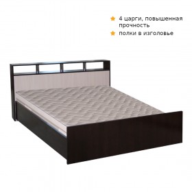 Кровать ТРОЯ 1600 Венге-Дуб бел. в Стрежевом - strezhevoj.katalogmebeli.com | фото