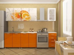 Кухонный гарнитур 1,8м Апельсин (Белый/Оранжевый металлик/Фотопечать апельсин) в Стрежевом - strezhevoj.katalogmebeli.com | фото 1
