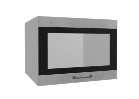 Лофт ВПГСФ 600 шкаф верхний горизонтальный со стеклом высокий с фотопечатью (Бетон светлый/корпус Серый) в Стрежевом - strezhevoj.katalogmebeli.com | фото