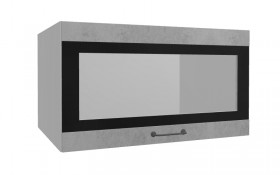 Лофт ВПГСФ 800 шкаф верхний горизонтальный со стеклом высокий с фотопечатью (Бетон светлый/корпус Серый) в Стрежевом - strezhevoj.katalogmebeli.com | фото