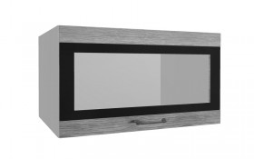 Лофт ВПГСФ 800 шкаф верхний горизонтальный со стеклом высокий с фотопечатью (Дуб майский/корпус Серый) в Стрежевом - strezhevoj.katalogmebeli.com | фото