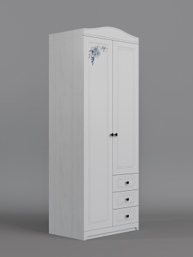 Шкаф 2-х створчатый с ящиками Бэлла (Выбеленное дерево/Белый) в Стрежевом - strezhevoj.katalogmebeli.com | фото