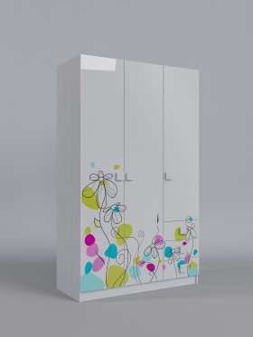 Шкаф 3-х створчатый с ящиками Флёр (Белый/корпус Выбеленное дерево) в Стрежевом - strezhevoj.katalogmebeli.com | фото