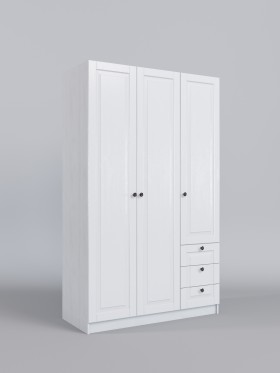 Шкаф 3-х створчатый с ящиками Классика (Белый/корпус Выбеленное дерево) в Стрежевом - strezhevoj.katalogmebeli.com | фото