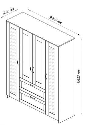 Шкаф четырехдверный Сириус с 1 зеркалом и 2 ящиками дуб сонома в Стрежевом - strezhevoj.katalogmebeli.com | фото 2
