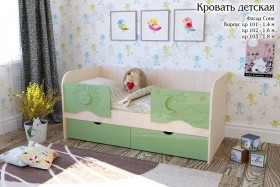 Соня Кровать детская 2 ящика 1.6 Зеленый глянец в Стрежевом - strezhevoj.katalogmebeli.com | фото 1